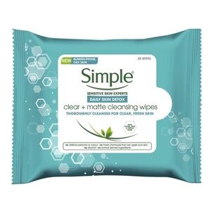 Simple Daily Skin Detox Wipes Daily Clear & Matte  Sensitive Blemish Prone Skin